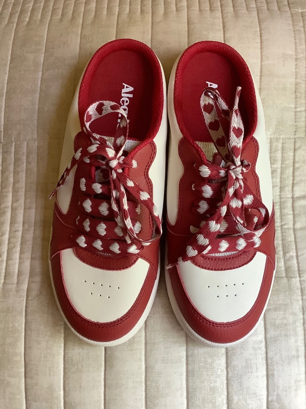 Alegria Celeste Leather Court Sport Slide Sneakers Ruby/Ivory SZ EU 39.5 US 9.5